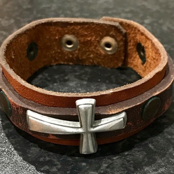 Jewelry - Leather Cross Bracelet
